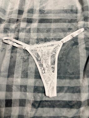 Lace Sheer Thong - White